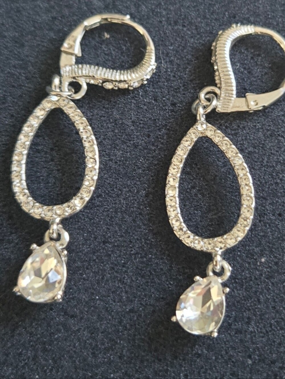 Givenchy Silver Crystal Teardrop Dangle Earrings